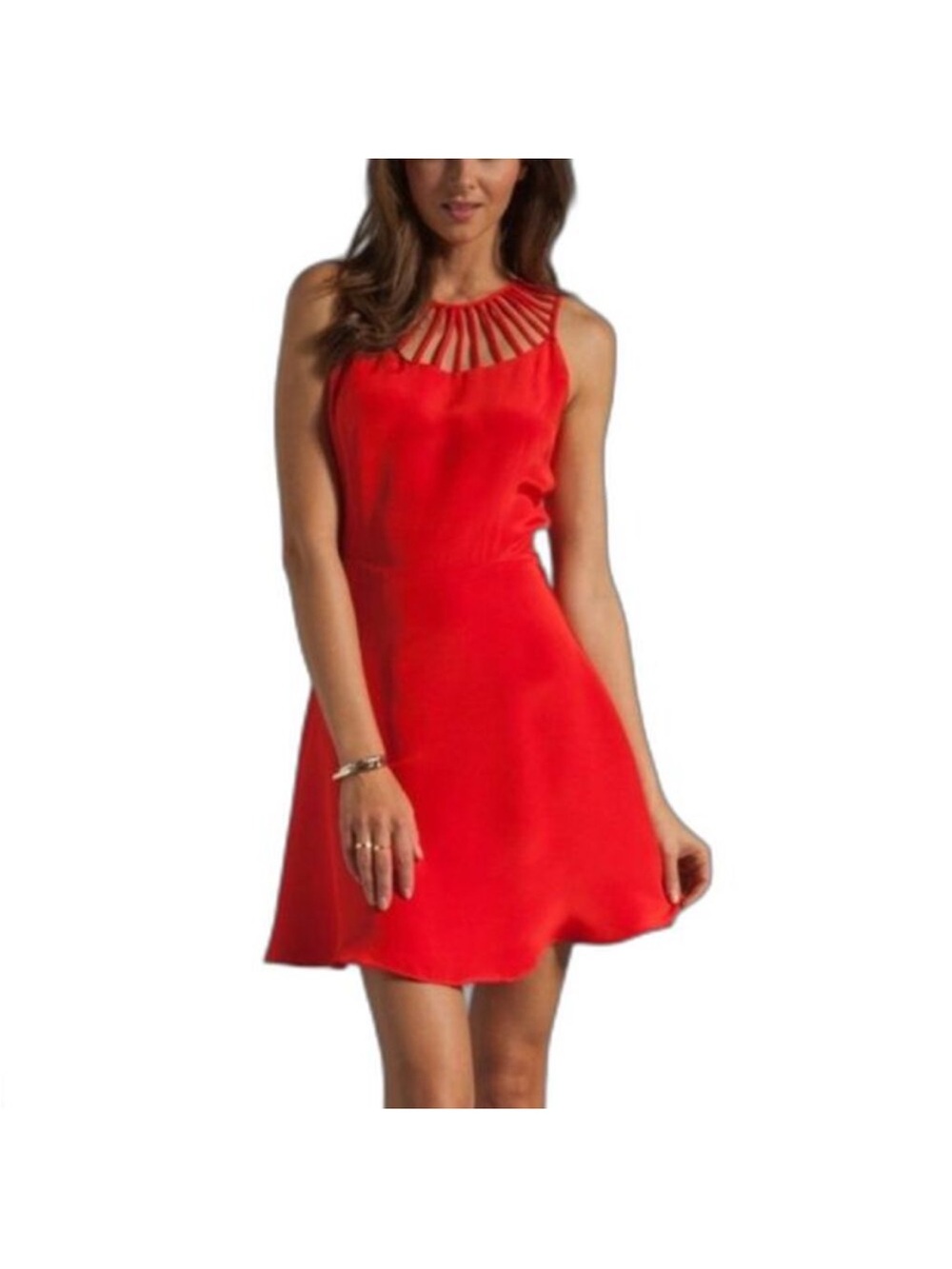 Parker Red Sarah Women’s Sleeveless Cutout Neck A-Line Dress size small.